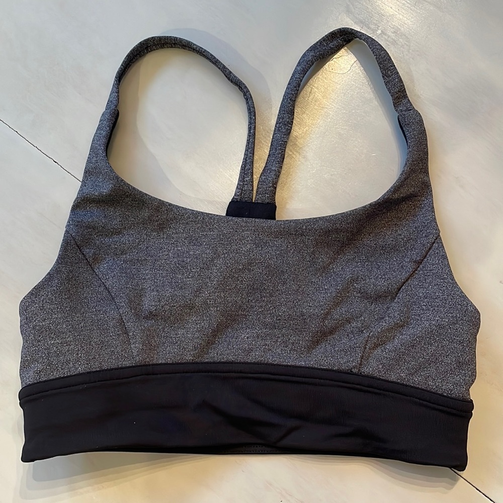 Grey & Black Lululemon Size 2 Sports Bra